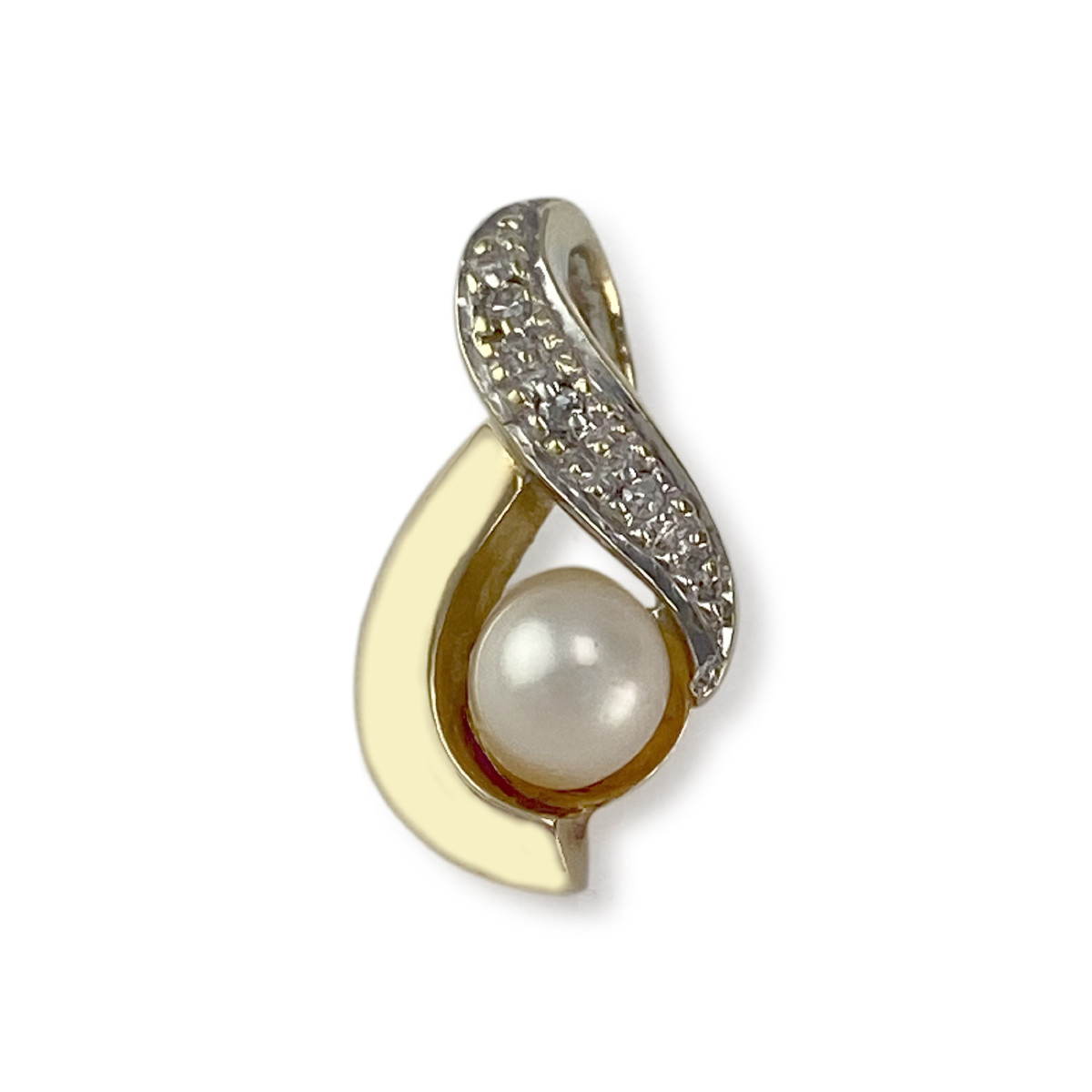 Pendentif d'occasion or 750 jaune perle de culture diamant