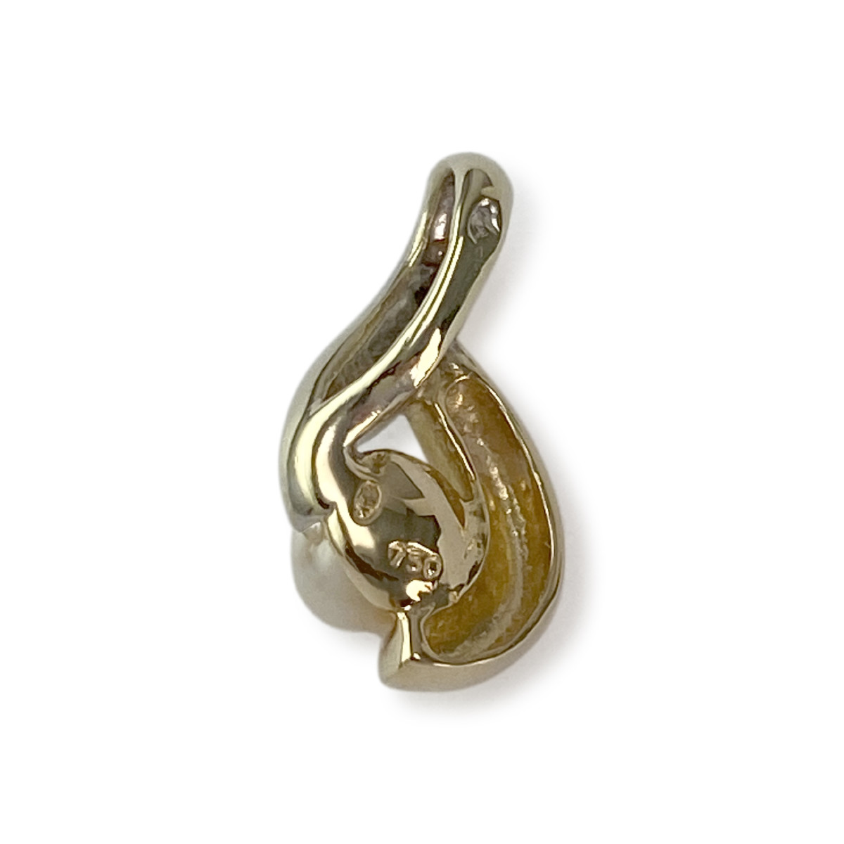 Pendentif d'occasion or 750 jaune perle de culture diamant - vue 2