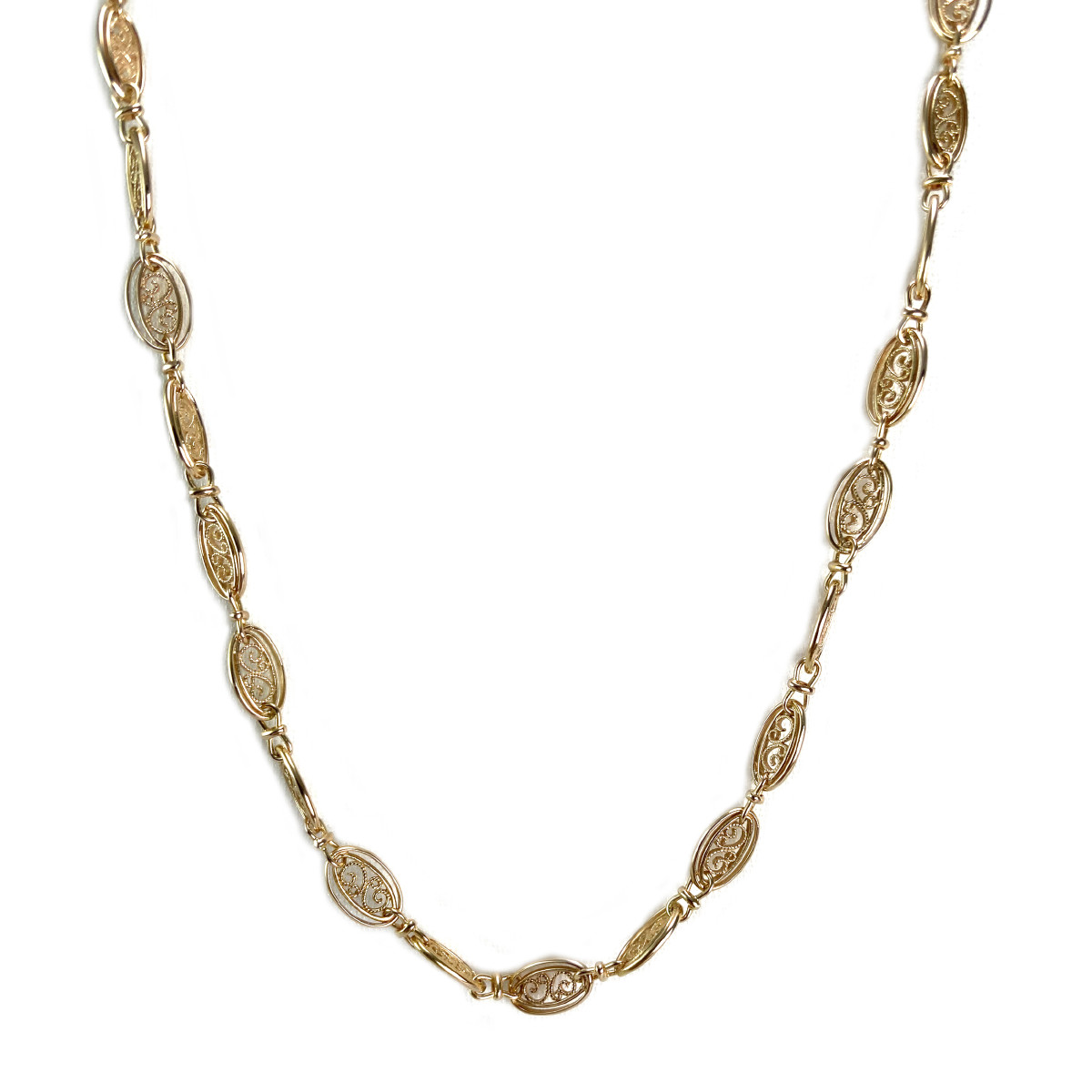 Second-hand necklace 750 yellow gold fancy mesh