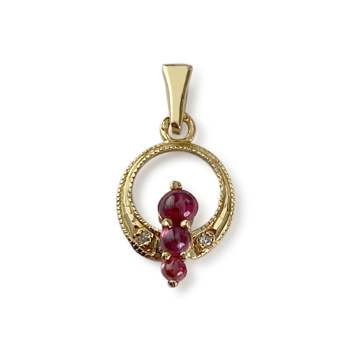 Pendentif d'occasion or 750 jaune rubis diamant