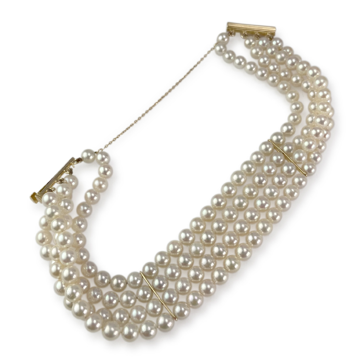 Bracelet d'occasion or 750 jaune maille perles perle de culture du japon - vue 2