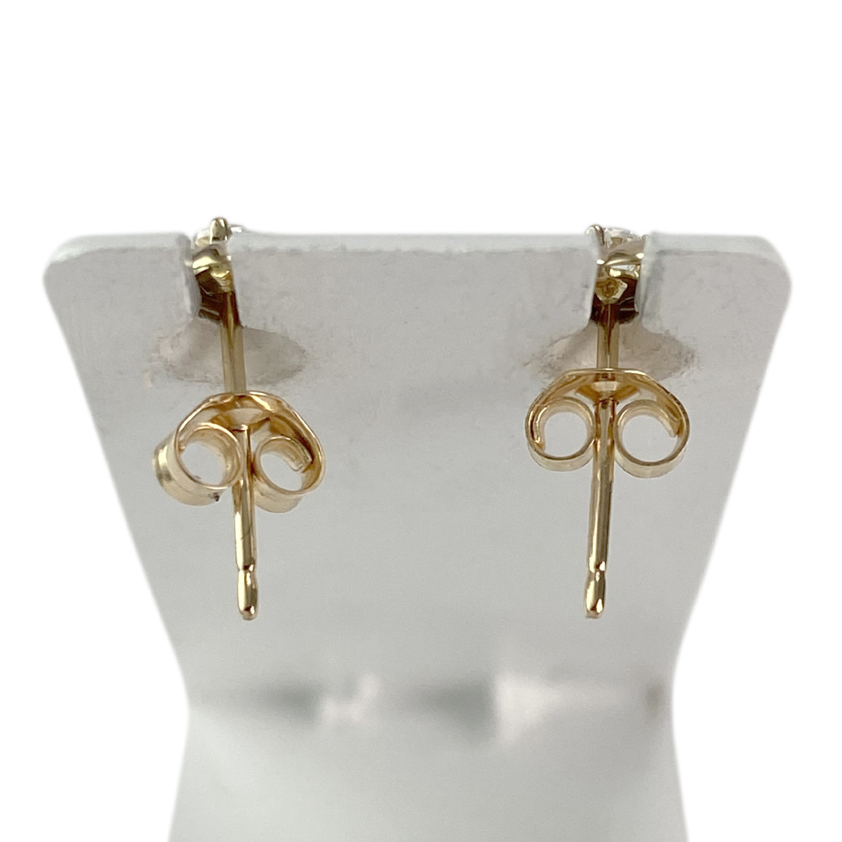 Boucles d'oreilles d'occasion or 750 jaune fleur zirconias - vue 3