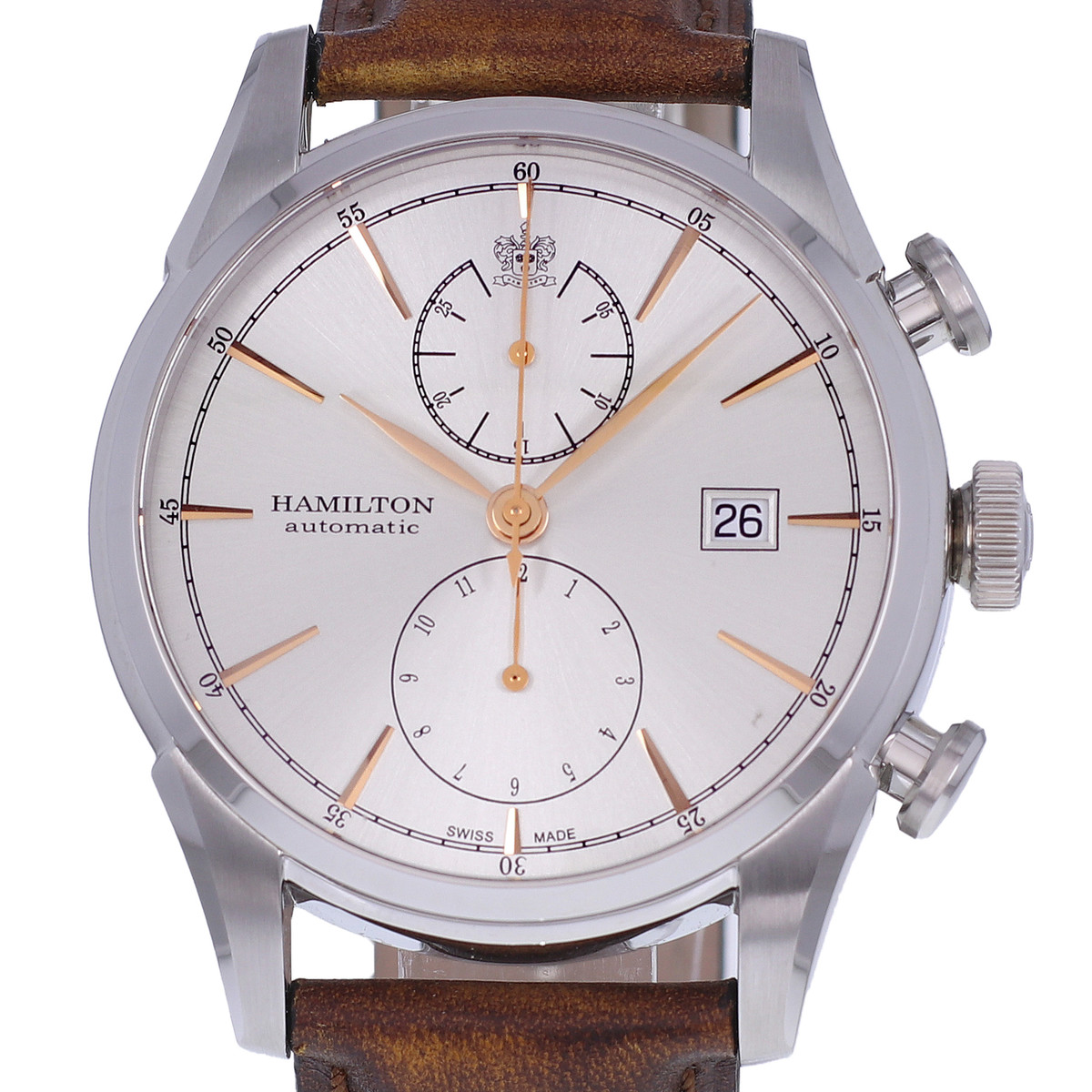 Tweedehands horloge HAMILTON American Classic man automatisch origineel lederen band - bekijk D1
