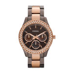 Montre Fossil femme multifonction acier brun