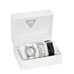 Coffret montre Guess femme acier bracelet cuir