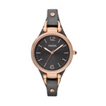 Montre Fossil femme acier dor&eacute; rose bracelet cuir