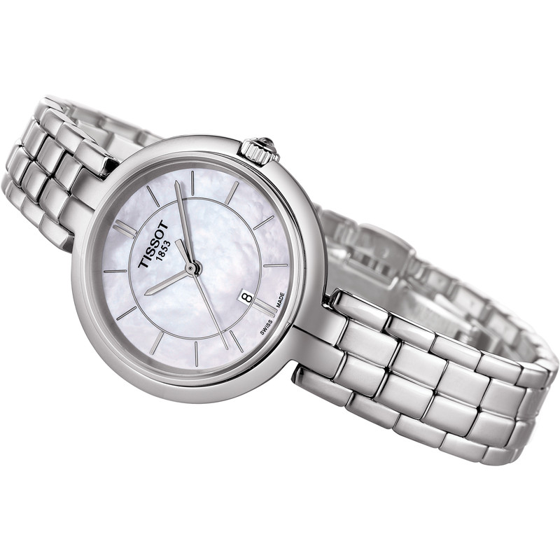 Montre TISSOT FLAMINGO femme cadran nacré blanc bracelet acier - vue 2