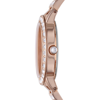 Fossil women's watch steel gold pink crystals