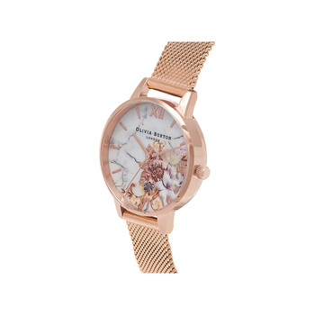Montre Olivia Burton femme acier rose milanais