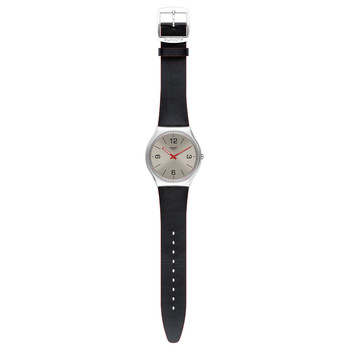 Montre Swatch mixte acier cuir noir