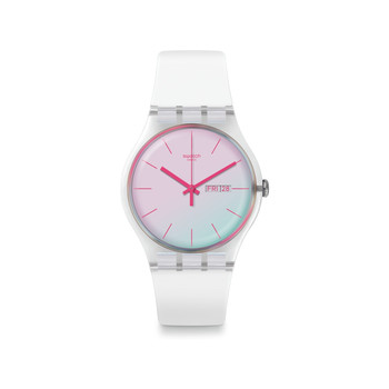 Horloge Swatch Nieuw gent biosourced Polawhite gemengd materiaal witte siliconen band