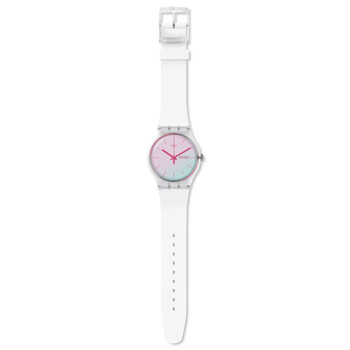 Horloge Swatch Nieuw gent biosourced Polawhite gemengd materiaal witte siliconen band
