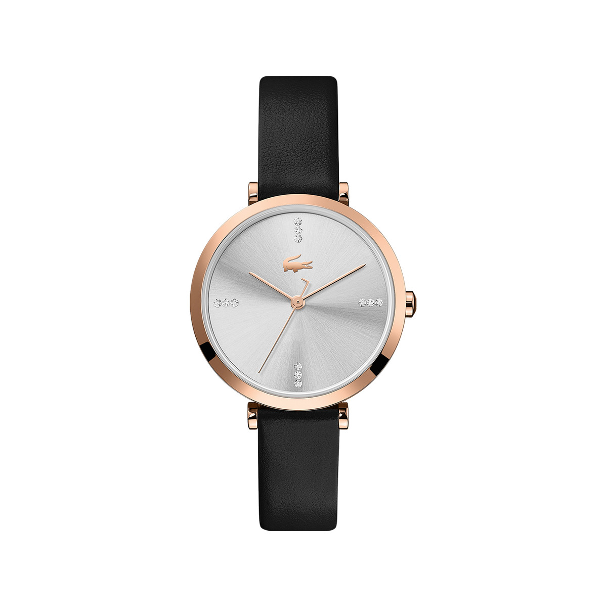 Montre Lacoste femme acier doré jaune cuir noir
