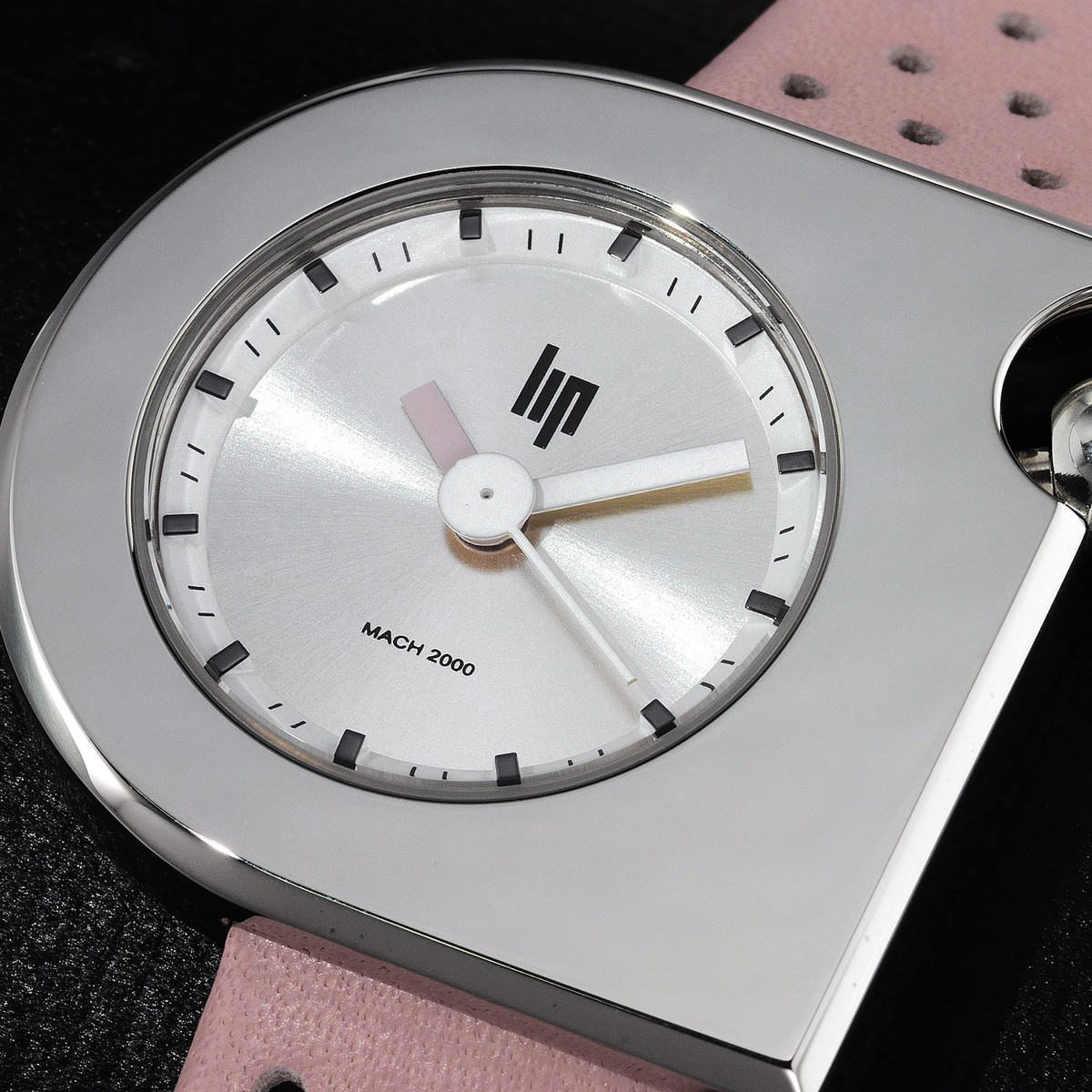 Montre Lip femme acier cuir rose - vue D1