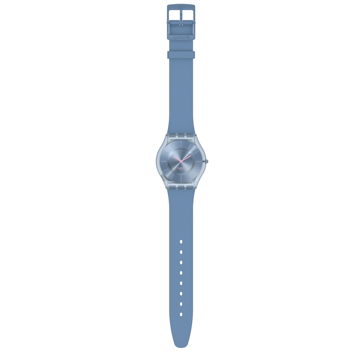 Montre Swatch femme matériau biosourcé et silicone bleu - vue D1