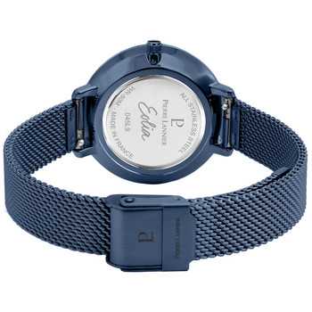 Montre Pierre Lannier femme acier doré rose bracelet acier bleu maille milanaise