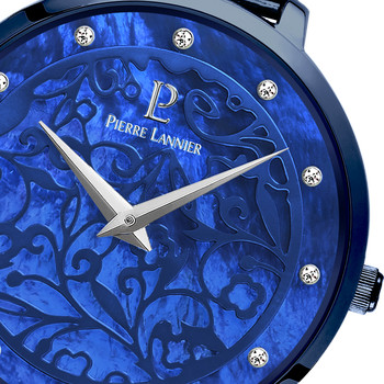 Montre Pierre Lannier femme acier doré rose bracelet acier bleu maille milanaise