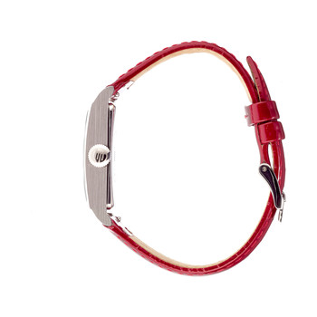 Montre Lip femme acier bracelet cuir vernis rouge