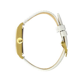 Lip roestvrij stalen dameshorloge met witte lakleren band