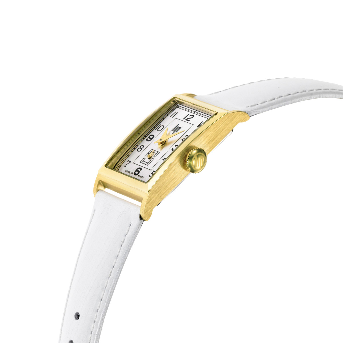 Montre Lip femme acier bracelet cuir vernis blanc - vue D2