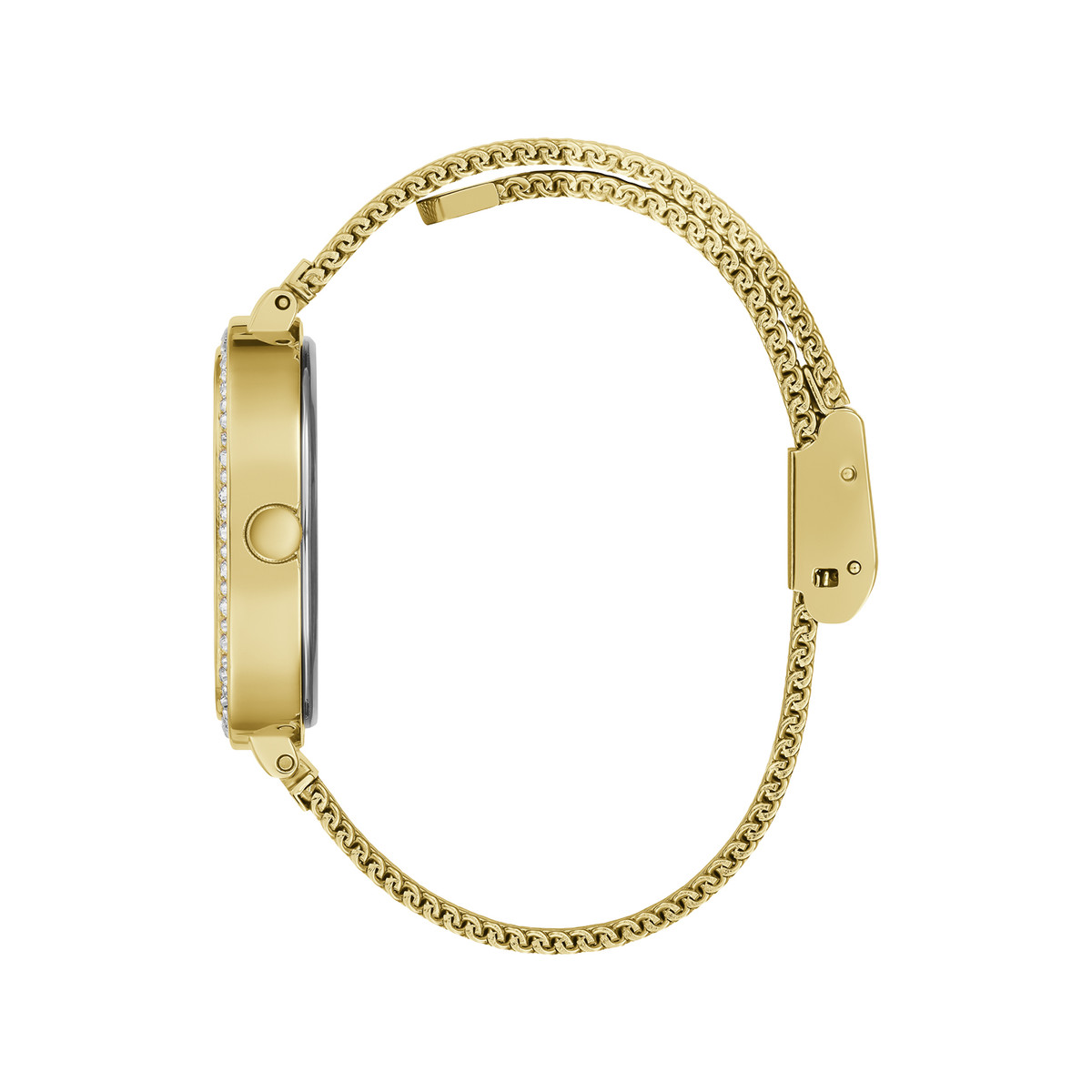 Montre Guess femme acier doré jaune cristaux maille milanaise - vue 2