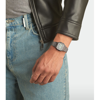 Montre Casio mixte résine gris bracelet acier gris