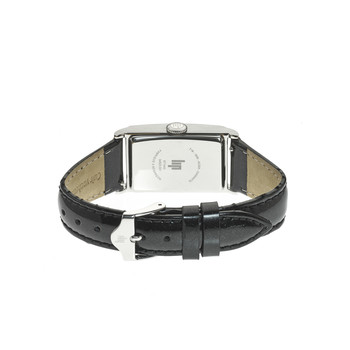 Montre Lip femme acier bracelet cuir noir
