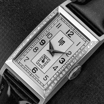 Montre Lip femme acier bracelet cuir noir