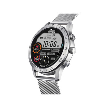 Montre Lotus mixte connectée acier bracelet acier maille milanaise