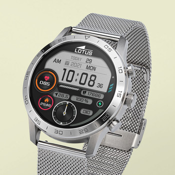Montre Lotus mixte connectée acier bracelet acier maille milanaise
