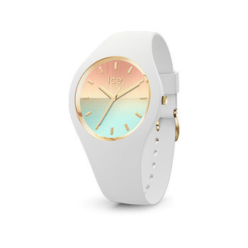 Montre Ice watch femme analogique, bracelet silicone blanc