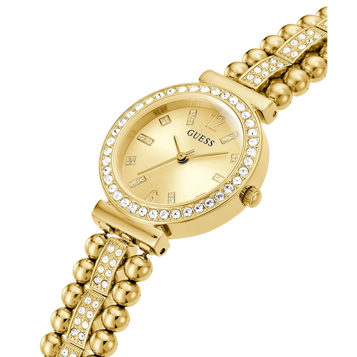 Montre GUESS femme bracelet acier doré jaune - vue D1