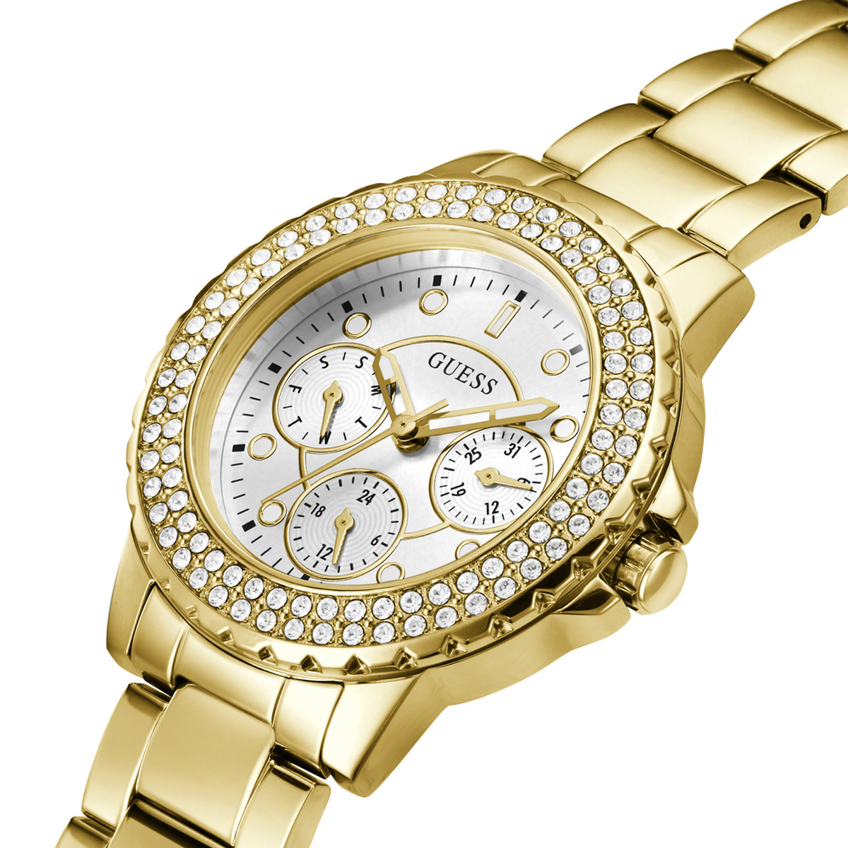 Montre GUESS femme bracelet acier doré jaune jaune - vue D2
