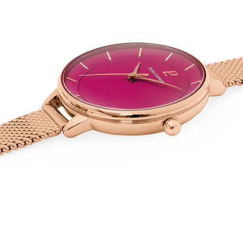 Montre PIERRE LANNIER femme bracelet acier doré rose maille milanaise