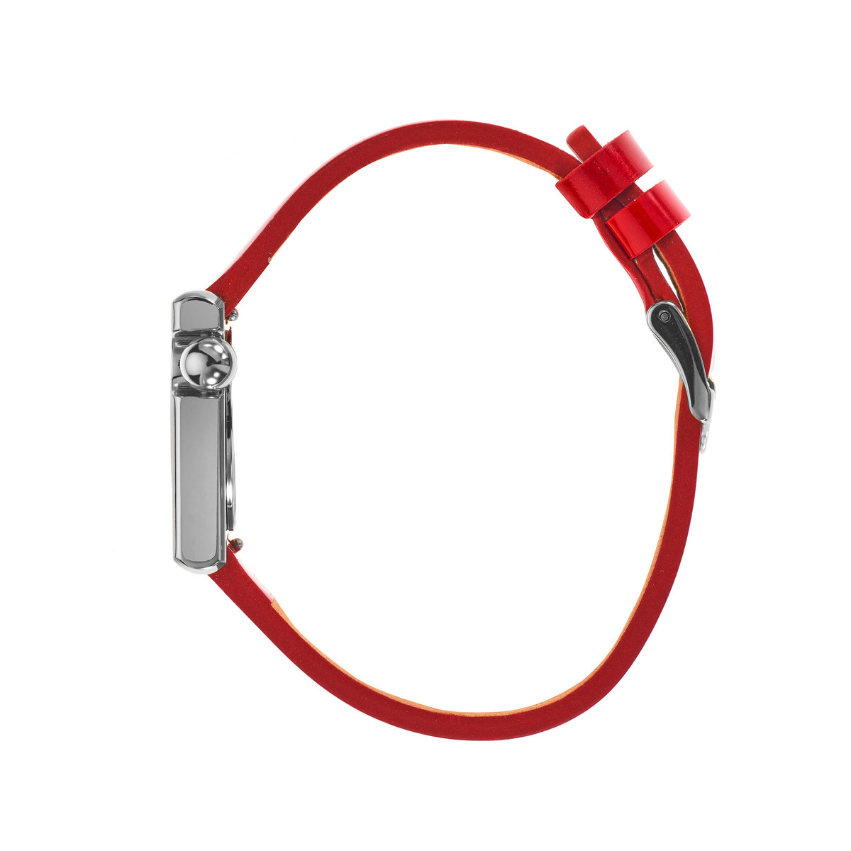 Montre LIP femme acier bracelet cuir rouge - vue 2