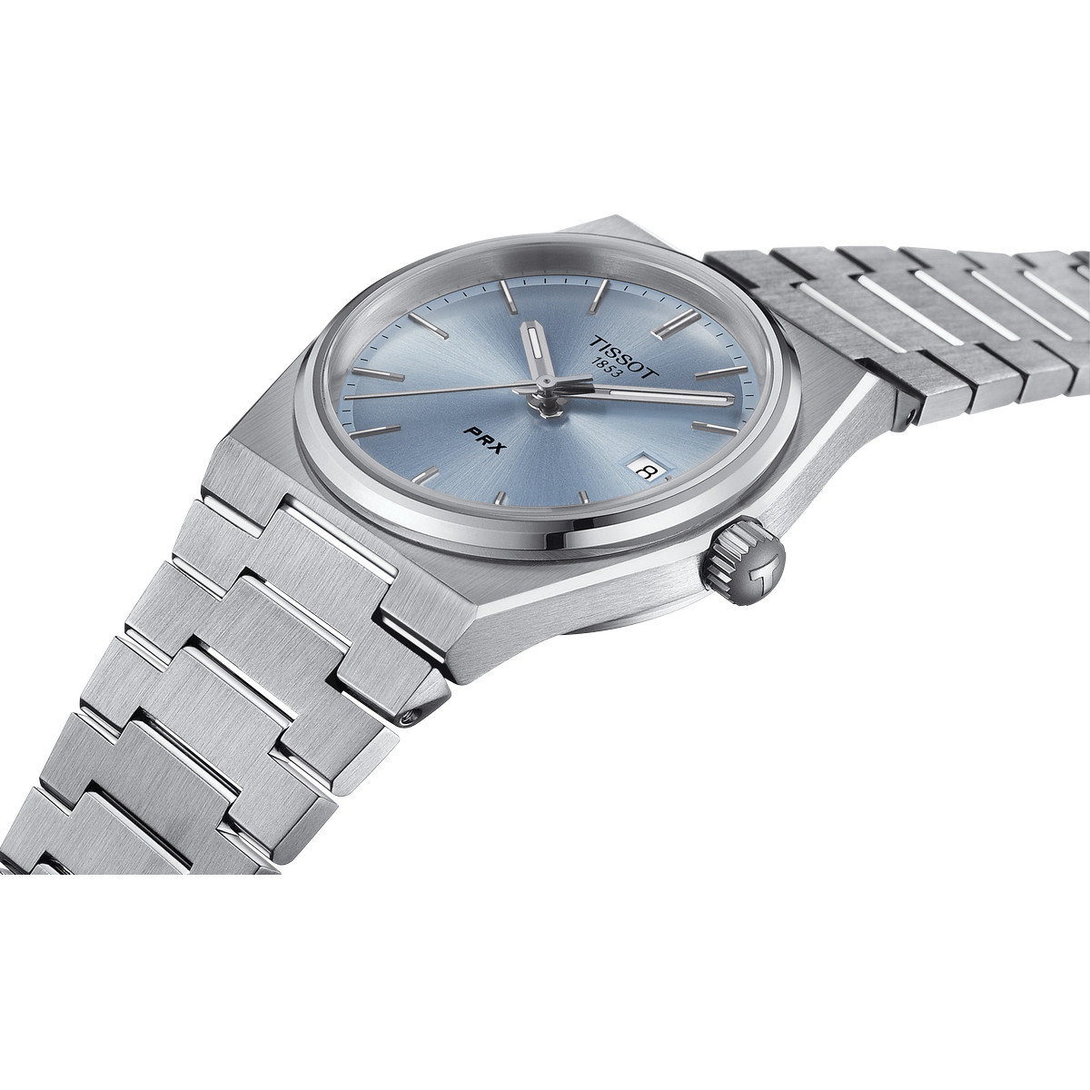 Montre TISSOT T-CLASSIC PRX mixte cadran bleu bracelet acier inoxydable - vue D1