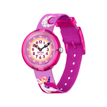 Montre FLIK FLAK DREAMING UNICORN enfant cadran rose bracelet rose pet recyclé