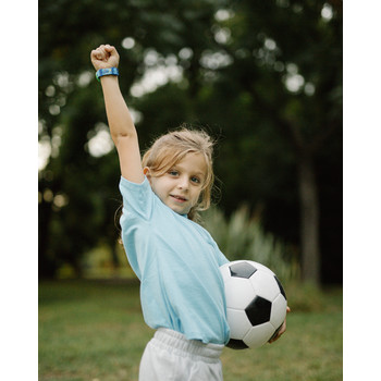 Montre Flik Flak Move your body enfant plastique biosourcé turquoise bracelet tissu recyclé bleu dinosaure