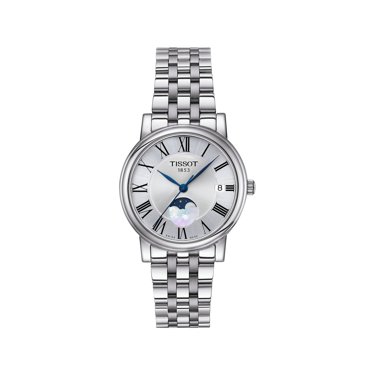 Montre TISSOT Carson Moonphase femme cadran gris bracelet acier inoxydable