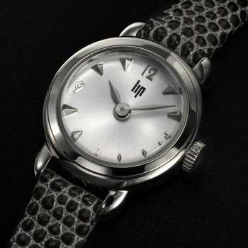 LIP Henriette ladies' stainless steel watch with grey leather strap