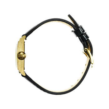 Montre LIP Churchill femme acier doré bracelet cuir noir