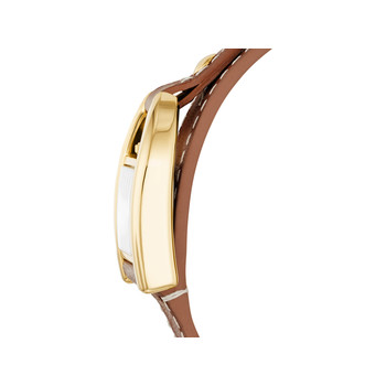 Montre FOSSIL Harwell femme acier doré bracelet cuir marron
