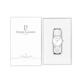 PIERRE LANNIER Chouquette women's watch with white leather strap
