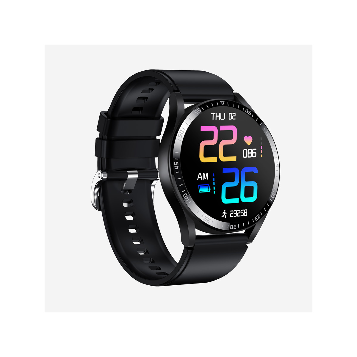 Montre SMARTY 2.0 race mixte connecté métal noir bracelet silicone noir - vue D4