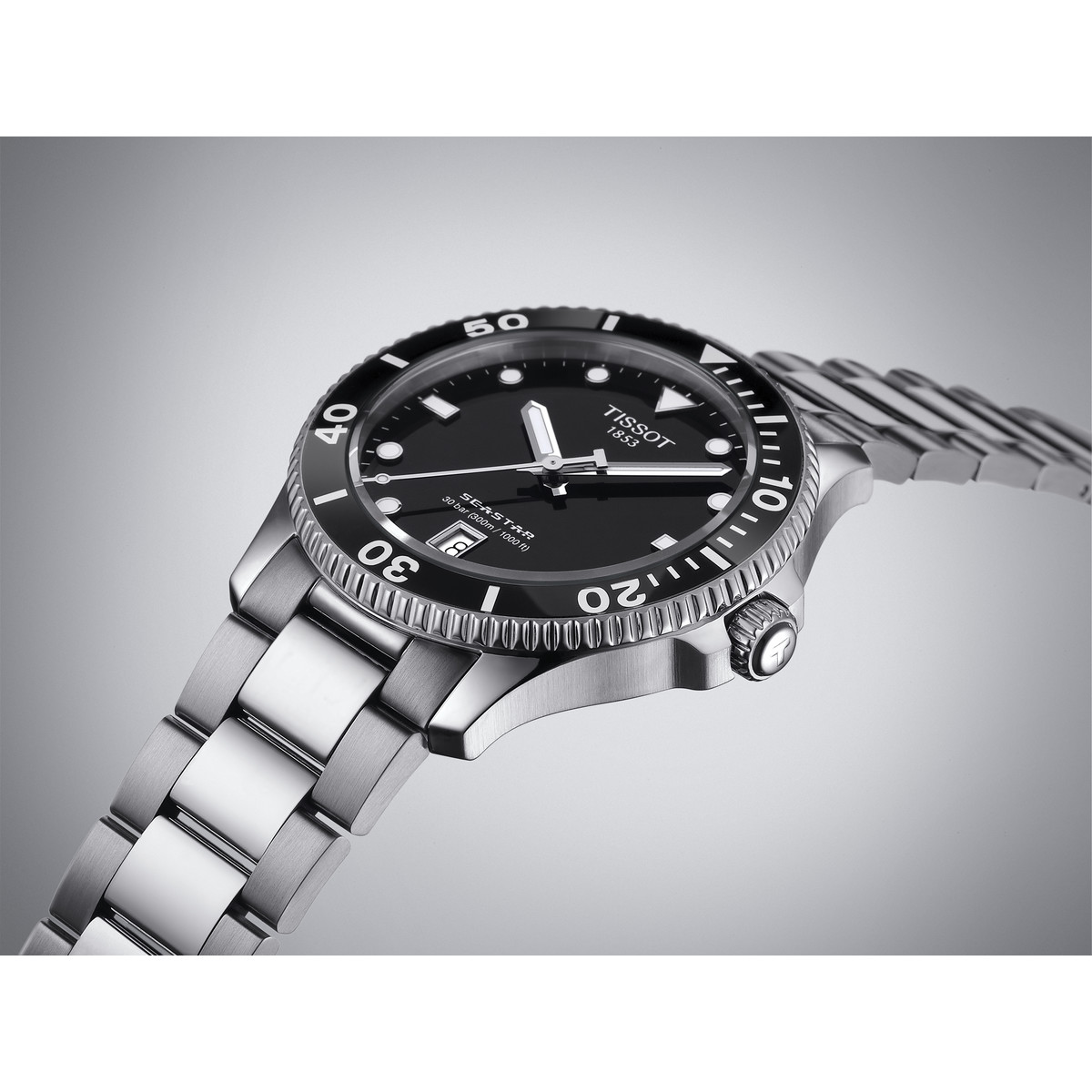 Montre TISSOT T-SPORT SEASTAR 1000 mixte cadran noir bracelet acier inoxydable - vue D1