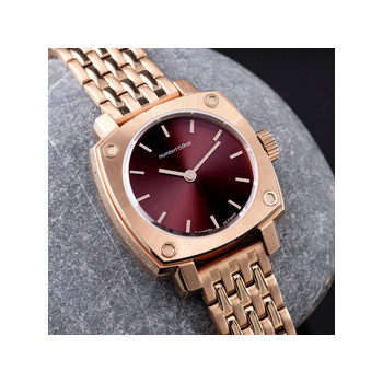 Montre HUMBERT-DROZ hd lou femme mecanique, bracelet acier doré jaune