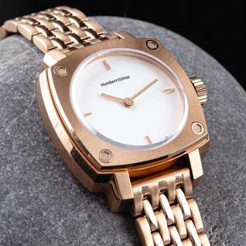 Montre HUMBERT-DROZ hd lou femme mecanique, bracelet acier rose