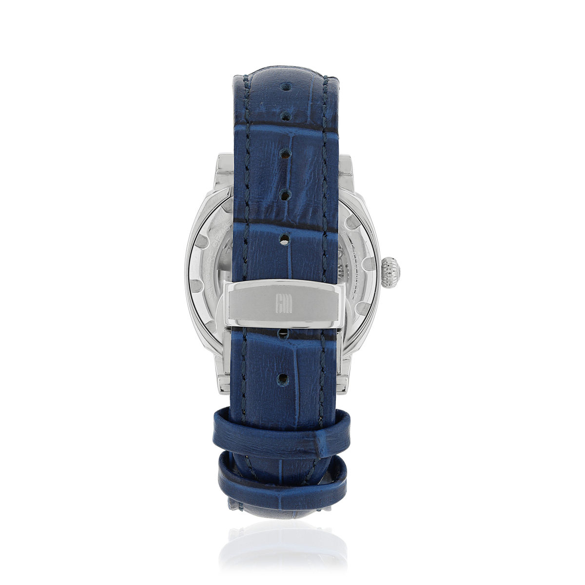 Montre MATY GM automatique cadran bleu bracelet cuir bleu - vue 3