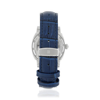 Montre MATY GM automatique cadran bleu bracelet cuir bleu