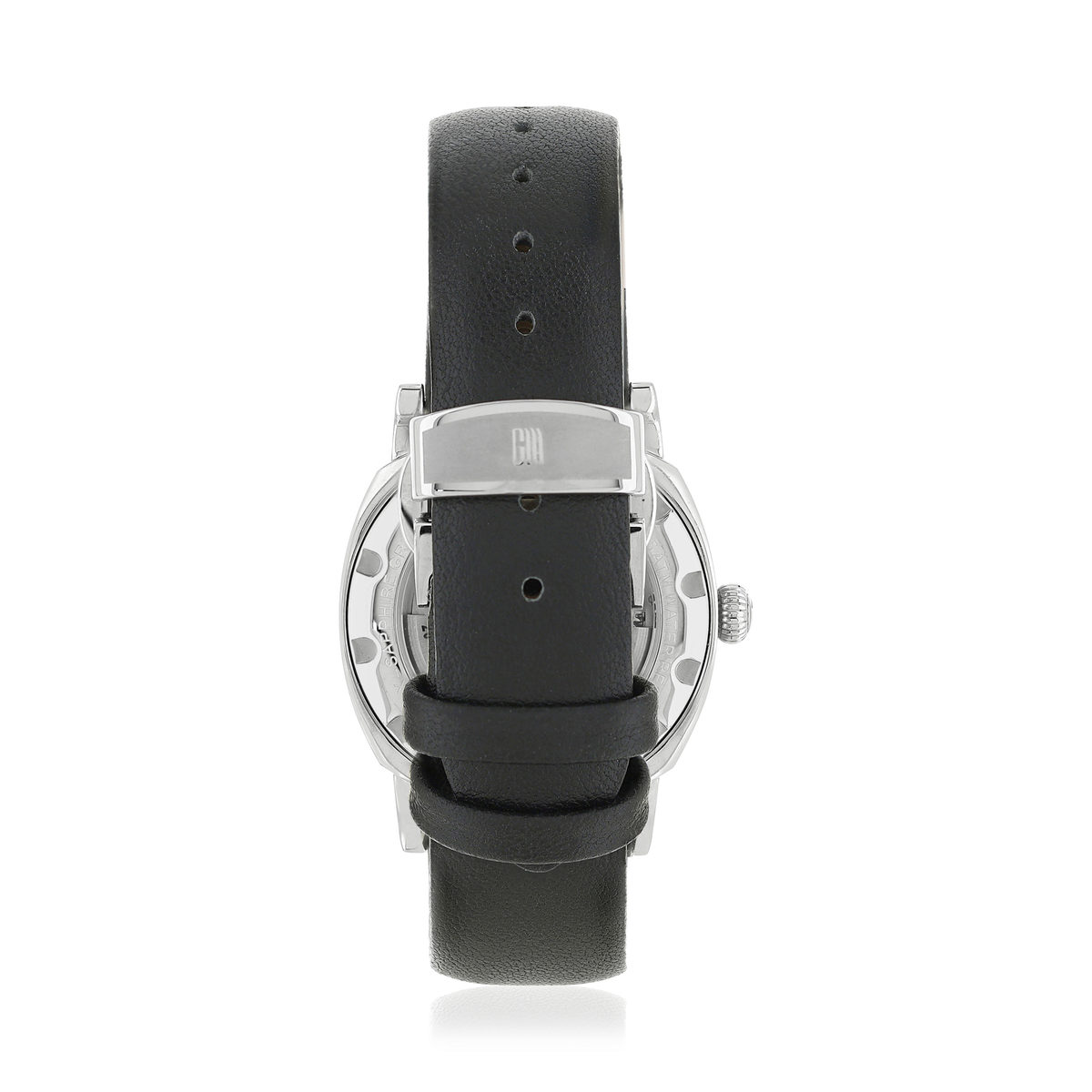 Montre MATY GM automatique cadran noir bracelet cuir noir - vue 3